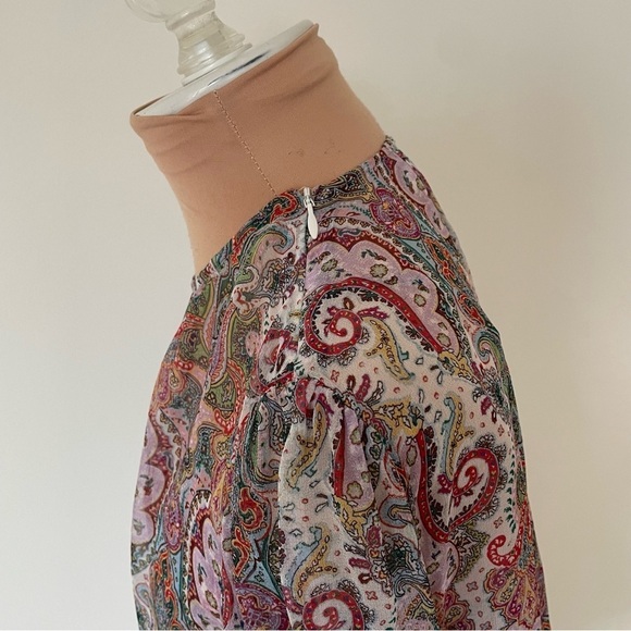 Zimmermann Ninety-Six Asymmetric Silk Multicolor Paisley Print Blouse EUC Size 0 - Picture 10 of 12